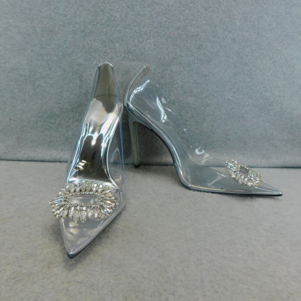 Good American Cinderella Lucite Clear Heel with Rhinestones - Size 11 - New
